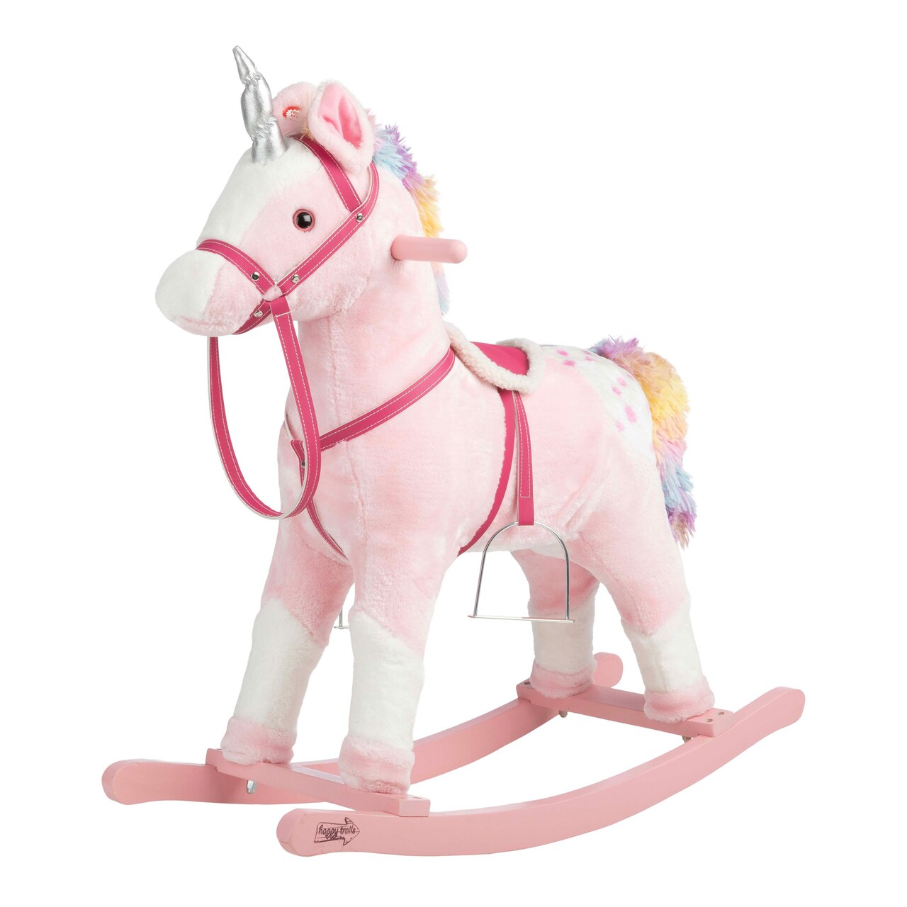 Rocking Horse - Plush Ride On Unicorn With Realistic Sounds - Toddler Ride On Toys For Ages 3 And Up - Wooden Rocking